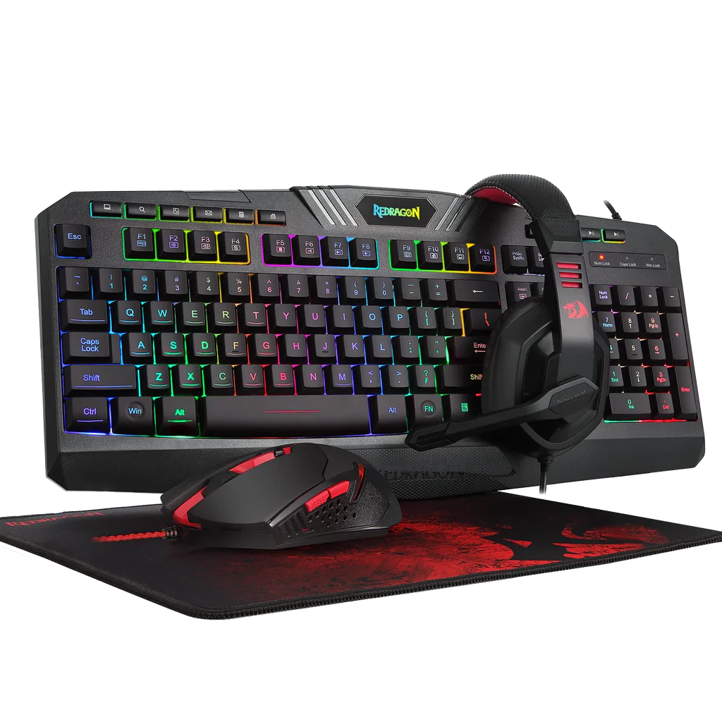Redragon S101-BA-2 4 In 1 Combo Wired Gaming RGB Backlit Keyboard, Gaming Mouse, Gaming Mouse Pad & Headset Combo (All in 1) PC Gamer Bundle for Windows - Black