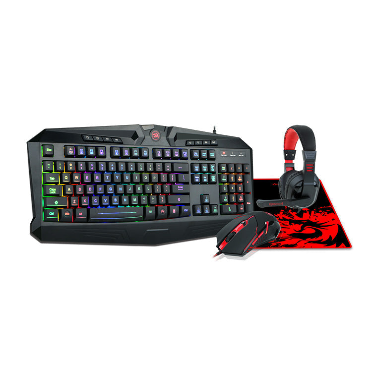 Redragon S101-BA-2 4 In 1 Combo Wired Gaming RGB Backlit Keyboard, Gaming Mouse, Gaming Mouse Pad & Headset Combo (All in 1) PC Gamer Bundle for Windows - Black